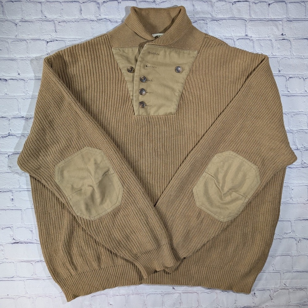Vintage 90s Orvis Commando Sweater XXL Cotton Elbow Patch Shooting Pullover